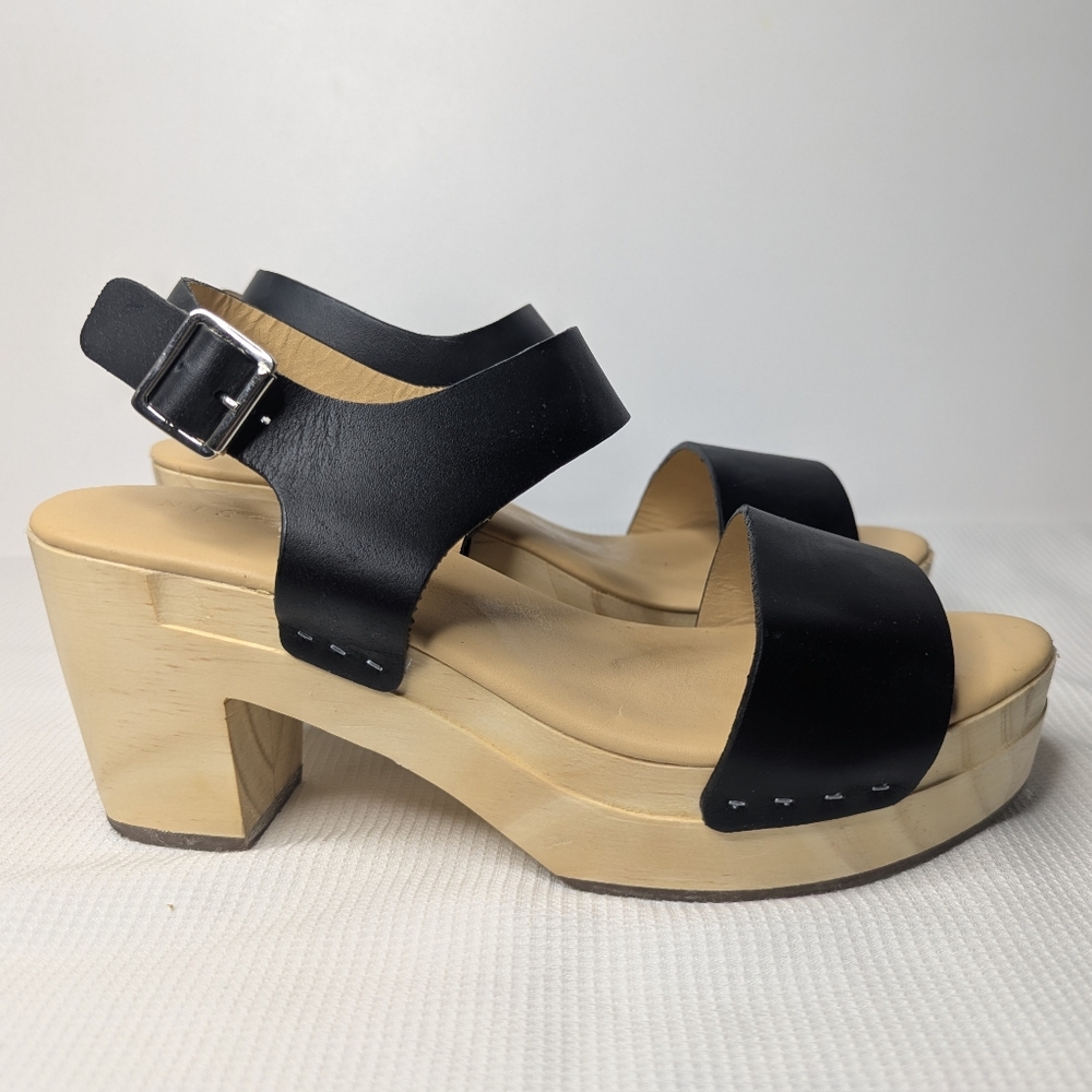 Nisolo All Day Open Toe Clog Black Platform Sandals Women's Size 7 Anthropologie